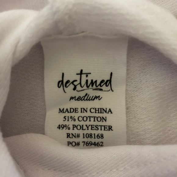 Destined Varsity Stripe White Womens Hoodie - Picture 3 of 3